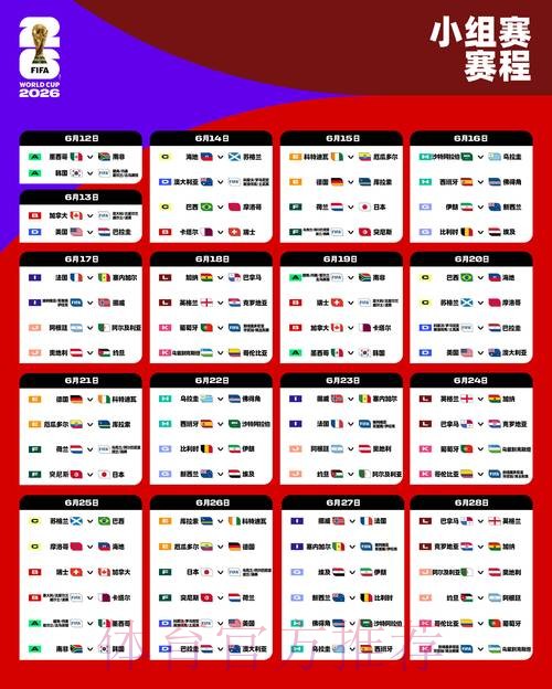 2026世界杯国家赛程公布：全面解析与赛事亮点